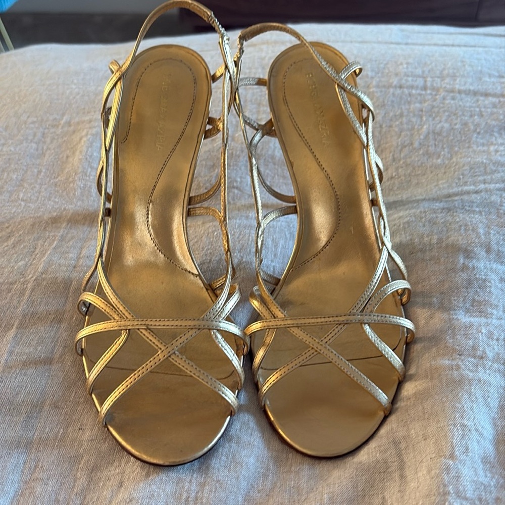 BCBGMaxAzria Gold Strappy Heels